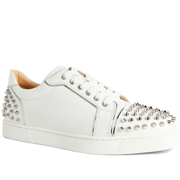 Christian Louboutin Vieira Embellished Leather Spike Sneakers - Picture 5 of 13